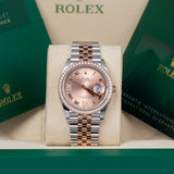 Rolex Datejust 36 126281RBR-0015 Rosé Dial Diamond Bezel Jubilee Bracelet