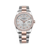 Rolex Datejust 36 126281RBR-0026 Silver Palm Motif Diamond Dial Everose Rolesor Oyster Bracelet