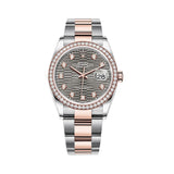 Rolex Datejust 36 126281RBR-0029 Slate Fluted Motif Dial Diamond Bezel Everose Rolesor Oyster Bracelet