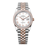 Rolex Datejust 36 126281RBR-0003 White Roman Numeral Dial Diamond Bezel Jubilee Bracelet