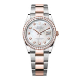 Rolex Datejust 36 126281RBR-0010 White Mother-of-Pearl Diamond Dial Everose Rolesor Oyster Bracelet