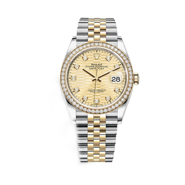 Rolex Datejust 36 126283RBR-0031 Champagne Fluted Motif Diamond-Set Dial and Bezel Jubilee Bracelet