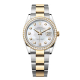 Rolex Datejust 36 126283RBR-0010 White Mother-of-Pearl Diamond Dial Yellow Rolesor Oyster Bracelet