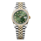 Rolex Datejust 36 Reference 126283RBR-0011 Olive Green Diamond Dial Jubilee Bracelet