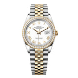 Rolex Datejust 36 126283RBR-0015 White Roman Numeral Dial Diamond Bezel Jubilee Bracelet