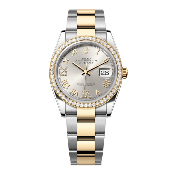 Rolex Datejust 36 126283RBR-0018 Silver Diamond-Set Dial Oyster Bracelet Watch