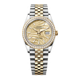 Rolex Datejust 36 126283RBR-0023 Golden Palm Motif Dial Diamond Bezel Jubilee Bracelet