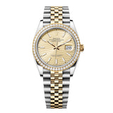 Rolex Datejust 36 126283RBR-0025 Golden Fluted Motif Dial Diamond-Set Bezel Jubilee Bracelet