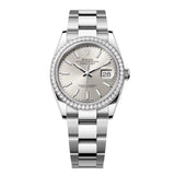 Rolex Datejust 126284RBR-0006 Silver Dial 36mm Diamond Bezel Oyster Bracelet Watch