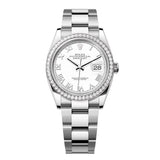 Rolex Datejust 36 126284RBR-0018 White Roman Numeral Dial Diamond Bezel Oyster Bracelet