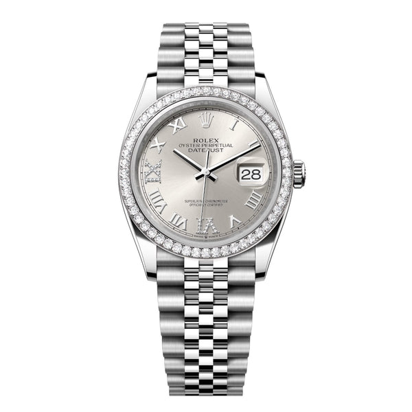 Rolex Datejust 36 Reference 126284RBR-0021 Silver Diamond-Set Dial Jubilee Bracelet