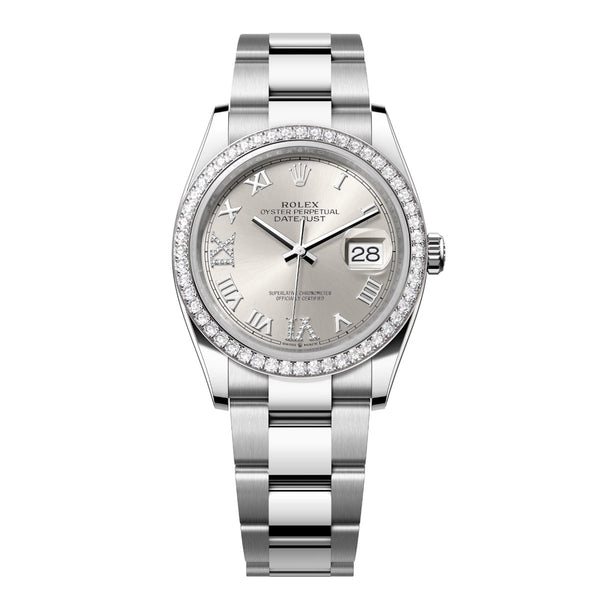 Rolex Datejust 36 126284RBR-0022 Silver Diamond-Set Dial with Oyster Bracelet