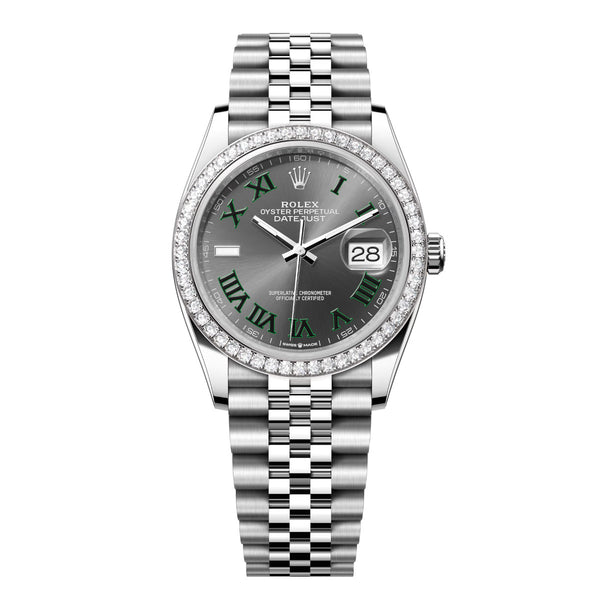 Rolex Datejust 36 Reference 126284RBR-0037 Slate Dial Diamond Bezel Jubilee Bracelet