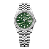 Rolex Datejust 36 126284RBR-0039 Olive Green Palm Motif Dial Diamond Set Bezel Jubilee Bracelet