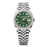 Rolex Datejust 36 126284RBR-0047 Olive Green Palm Motif Diamond Dial and Bezel Jubilee Bracelet