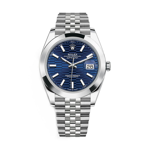 Rolex Datejust 41 126300-0024 Bright Blue Fluted Motif Dial Oystersteel Jubilee Bracelet