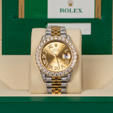 Rolex Datejust 126303 Two-Tone Iced Out Champagne Diamond Dial 41mm Jubilee Watch
