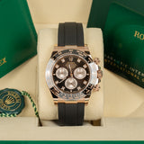 Rolex Daytona 126515LN 40mm Everose Gold Oysterflex Black Diamond Dial Watch