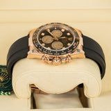 Rolex Daytona 126515LN 40mm Everose Gold Oysterflex Black Diamond Dial Watch