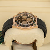 Rolex Daytona 126515LN 40mm Everose Gold Oysterflex Black Diamond Dial Watch