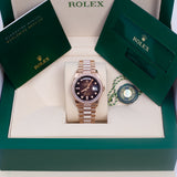 Rolex Day-Date 36 ref. 128345RBR-0041 Everose Gold Brown Ombré Diamond Dial President Bracelet