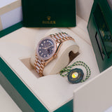 Rolex Day-Date 36 ref. 128345RBR-0041 Everose Gold Brown Ombré Diamond Dial President Bracelet