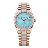Rolex Day-Date 36 Reference 128345RBR-0065 Turquoise Diamond Dial Everose Gold President Bracelet