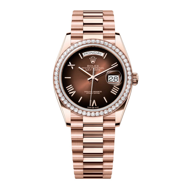 Rolex Day-Date 36 Reference 128345RBR-0075 Brown Ombré Dial Everose Gold President Bracelet