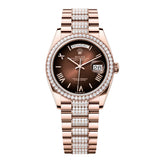 Rolex Day-Date 36 128345RBR-0076 Brown Ombré Dial Everose Gold Diamond President Bracelet