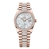 Rolex Day-Date 36 Reference 128345RBR-0078 Everose Gold Diamond President Bracelet White Mother-of-Pearl Dial
