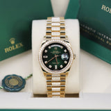 Rolex Day-Date 36 128348RBR-0036 Green Ombré Diamond Dial and Diamond-Set President Bracelet
