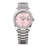 Rolex Day-Date 36 Reference 128349RBR-0008 Pink Opal Diamond Dial White Gold President Bracelet