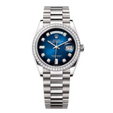 Rolex Day-Date 36 Reference 128349RBR-0010 Blue Ombré Diamond Dial White Gold President Bracelet