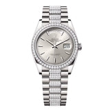 Rolex Day-Date 36 Reference 128349RBR-0013 Silver Dial Diamond-Set White Gold President Bracelet