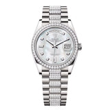 Rolex Day-Date 36 Reference 128349RBR-0014 White Mother-of-Pearl Diamond Dial White Gold President Bracelet