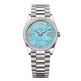 Rolex Day-Date 36 Reference 128349RBR-0031 Turquoise Diamond Dial White Gold President Bracelet