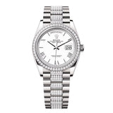 Rolex Day-Date 36 Reference 128349RBR-0044 White Dial Diamond-Set President Bracelet