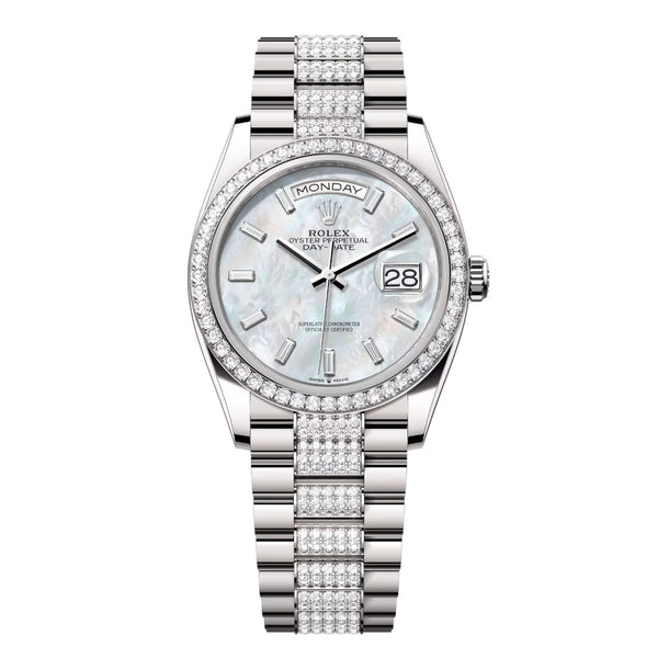 Rolex Day-Date 36 Reference 128349RBR-0050 White Gold Diamond-Set President Bracelet