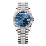 Rolex Day-Date 36 Reference 128349RBR-0052 Bright Blue Diamond Dial White Gold President Bracelet