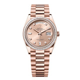 Rolex Day-Date 36 Reference 128395TBR-0002 Rosé Dial Everose Gold Diamond President Bracelet