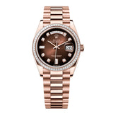 Rolex Day-Date 36 128395TBR-0004 Brown Ombré Diamond Dial Everose Gold President Bracelet