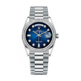 Rolex Day-Date 128396TBR 36mm Platinum Blue Ombré Diamond Dial President Bracelet