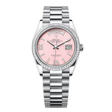 Rolex Day-Date 36 Ref. 128396TBR-0009 Pink Opal Diamond Dial Platinum President Bracelet