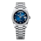Rolex Day-Date 36 Reference 128396TBR-0021 Blue Ombré Dial Platinum President Bracelet