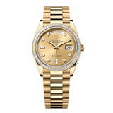 Rolex Day-Date 36 Reference 128398TBR-0002 Champagne Diamond Dial Yellow Gold President Bracelet