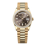 Rolex Day-Date 36 128398TBR-0006 Dark Grey Diamond Dial Yellow Gold President Bracelet