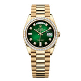 Rolex Day-Date 36 Reference 128398TBR-0008 Green Ombré Diamond Dial in 18kt Yellow Gold with President Bracelet