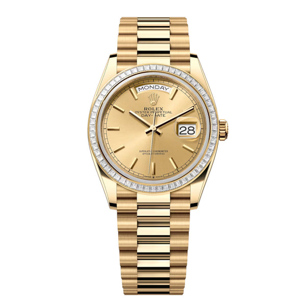 Rolex Day-Date 36 Reference 128398TBR-0010 Champagne Dial Yellow Gold President Bracelet