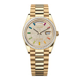 Rolex Day-Date 36 Reference 128398TBR-0012 Diamond-Paved Dial Yellow Gold President Bracelet