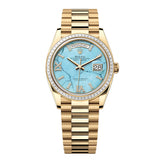 Rolex Day-Date 36 128398TBR-0014 Turquoise Diamond Dial Yellow Gold President Bracelet